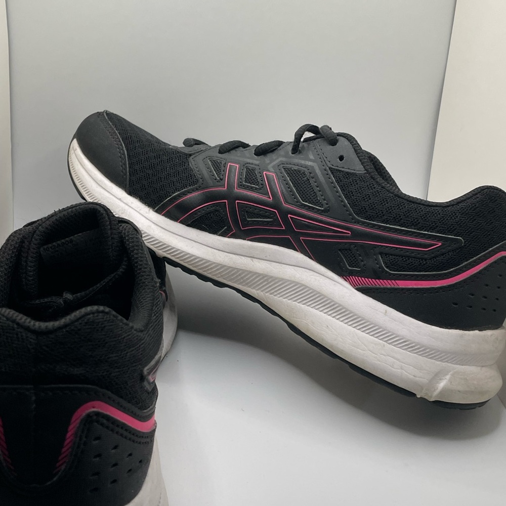 Asics Black and Pink Athletic Shoes with Streamlined Design